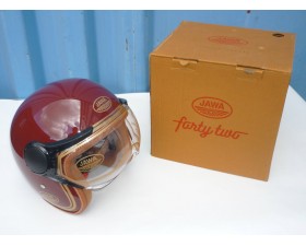 MOTOPŘILBA OTEVŘENÁ S PLEXISKLEM JAWA ORIGINÁL - ČERVENÁ/ZLATÉ PÍSMO